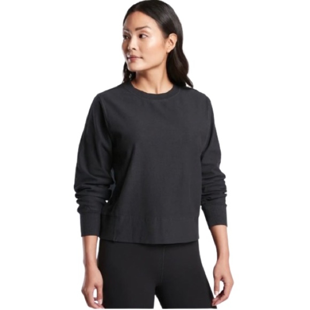 NWT ATHLETA Farallon Garment Dye Sweatshirt, BLACK SIZE XS